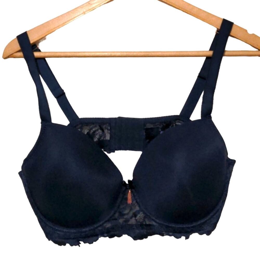 Rachel Roy navy smooth cup underwire lace bra